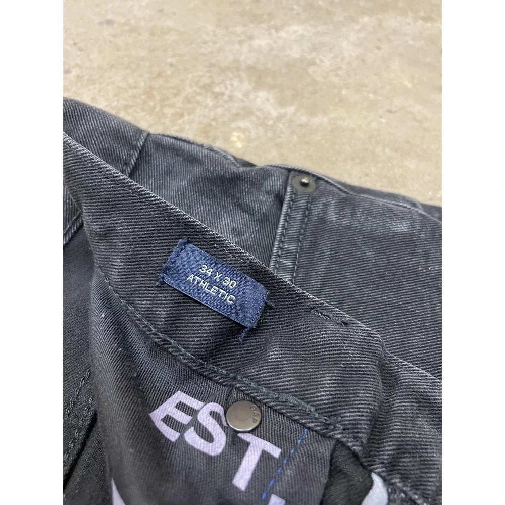 Gap Athletic STR B Jeans Mens 34x30‎ Black Athletic Straight Leg Zip Fly Stretch